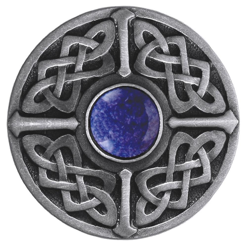 Notting Hill NHK-158-AP-BS Celtic Jewel Knob Antique Pewter/Blue Sodalite natural stone